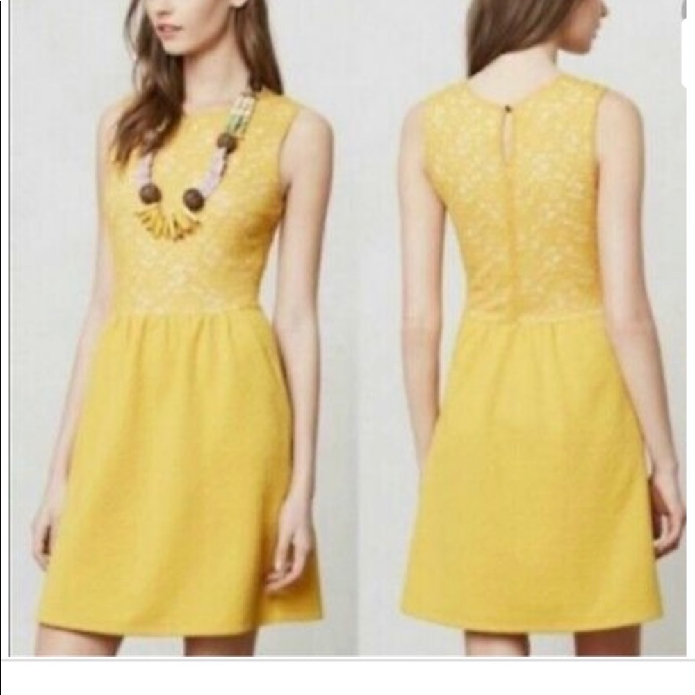 Maeve Lace Floral Top Yellow Sleeveless Dress 💛